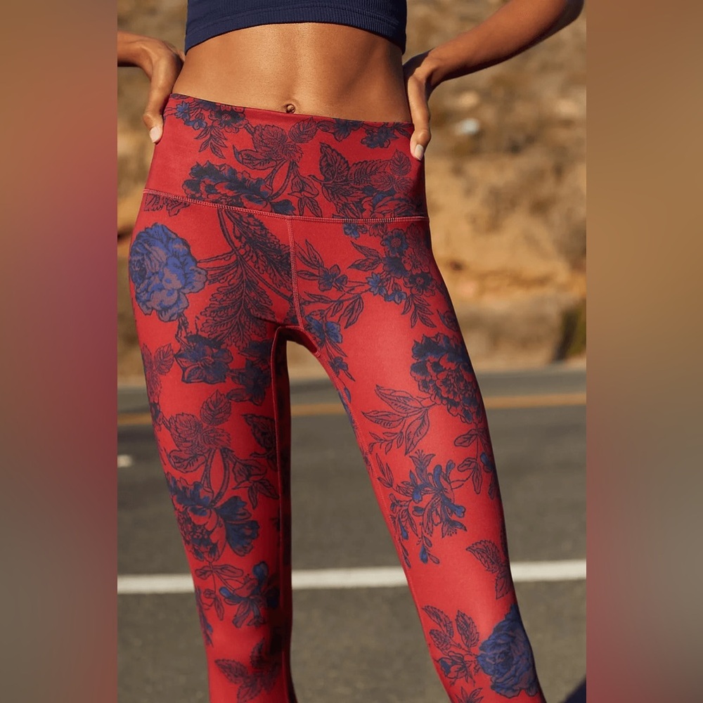 Free People Movement Leggings Women Ringside Red Cutout Athleisure Size S - Picture 2 of 10